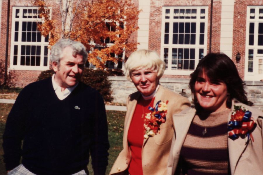 Cantele with her father, Robert (Bob) Daly, and Coach Lois Bowers.