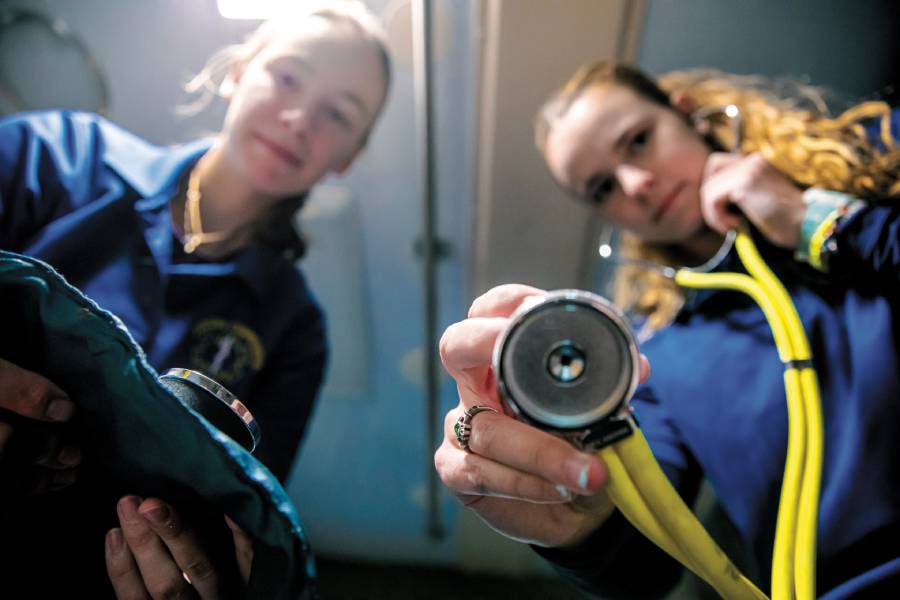 An image of students at the EMS program