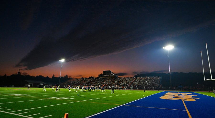 First night football game at Gettysburg held on Oct. 4, 2024, under new LED lights.