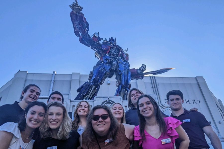 João Branco Chaves ’25 with Gettysburg students during the Orlando career trek experience