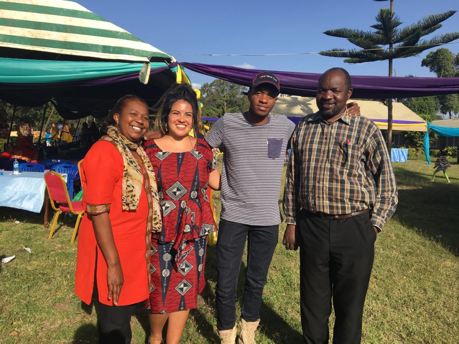 Venissa Ledesma ’19 with her host family in Arusha, Tanzania, 2017.
