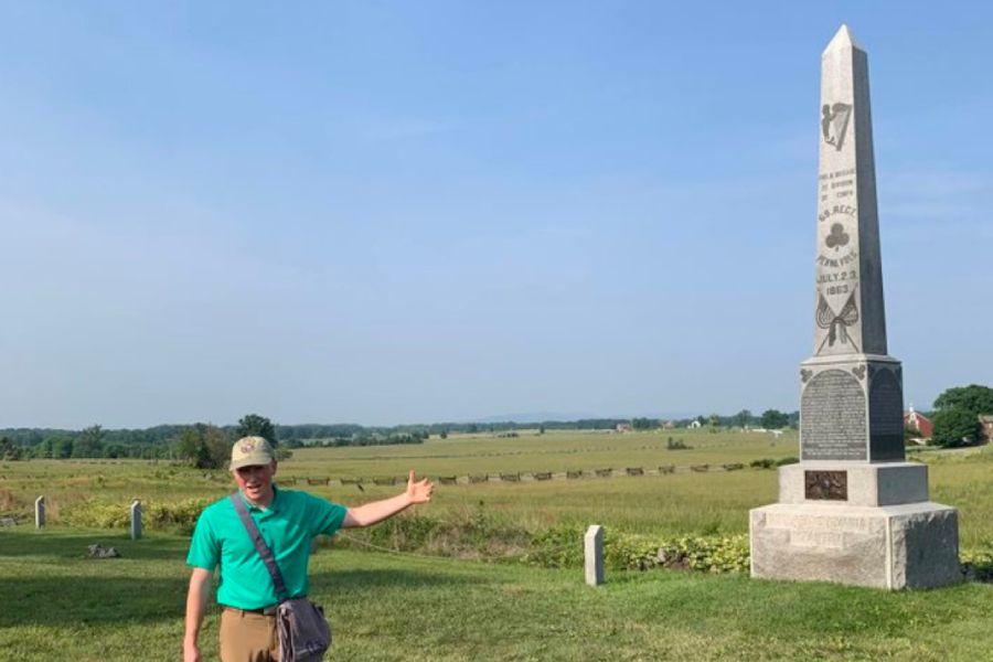 Patrick Schubert ’27 serves as an intern at Gettysburg National Military Park.