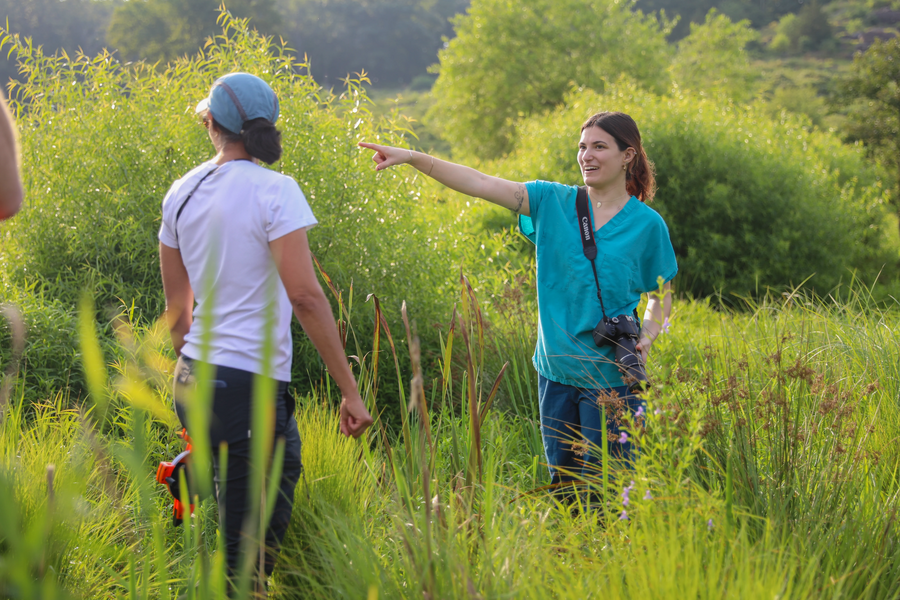 Prof. Salma Monani and Leah Nath ’26 study beavers’ impact on the battlefield.