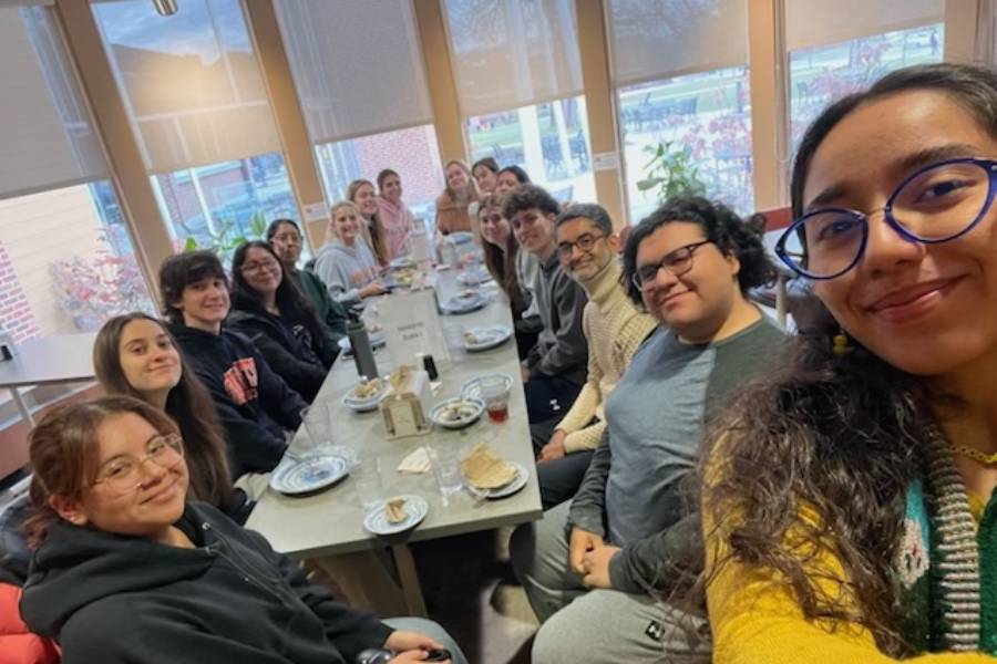 Students in the Spanish Department gather for a lunch.