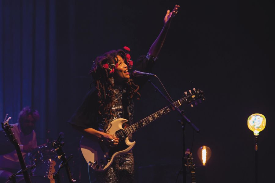 An image of Valerie June performing