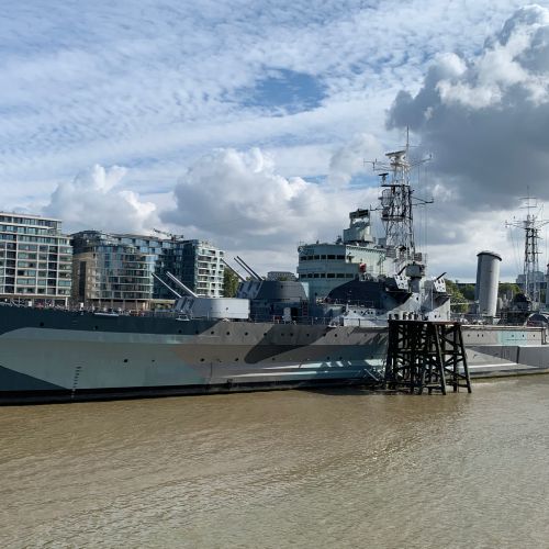 The HMS Belfast warship in London, England 