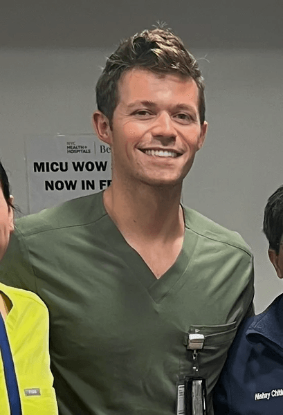 Christian Whitsel ’21, a critical care nurse practitioner at NYC Health + Hospitals/Bellevue