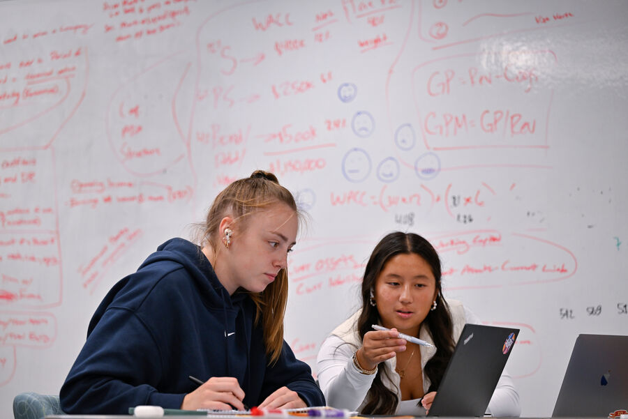 Students working on their laptops.