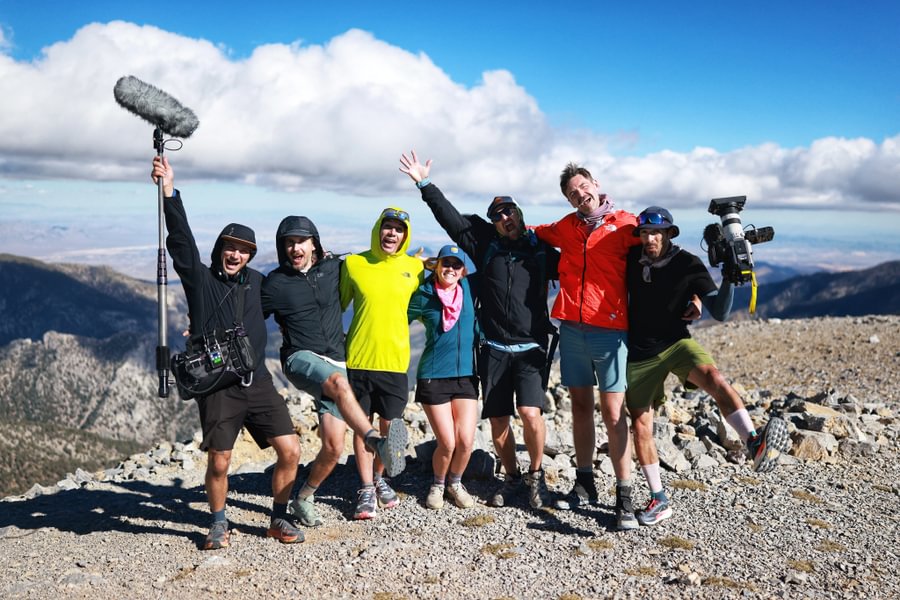 Brian Kelley ’10 with Alex Honnold and crew filming.