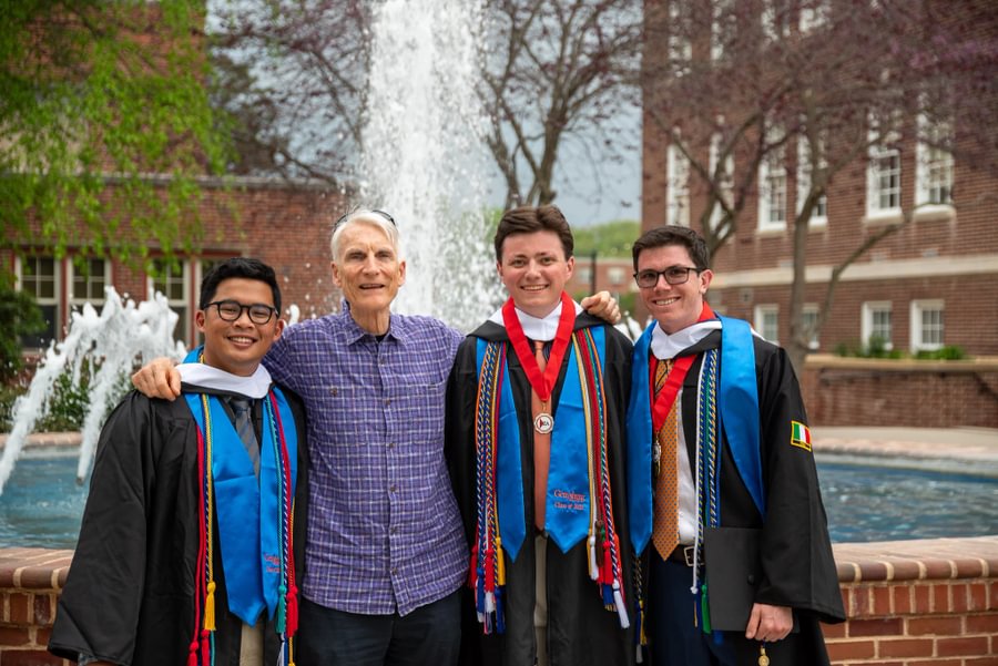 Carl DeMarco Jr. &rsquo;25 alongside classmates and Political Science Prof. Bruce Larson.