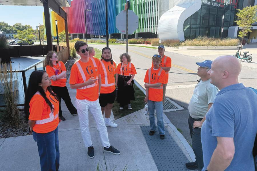 A group of students talking