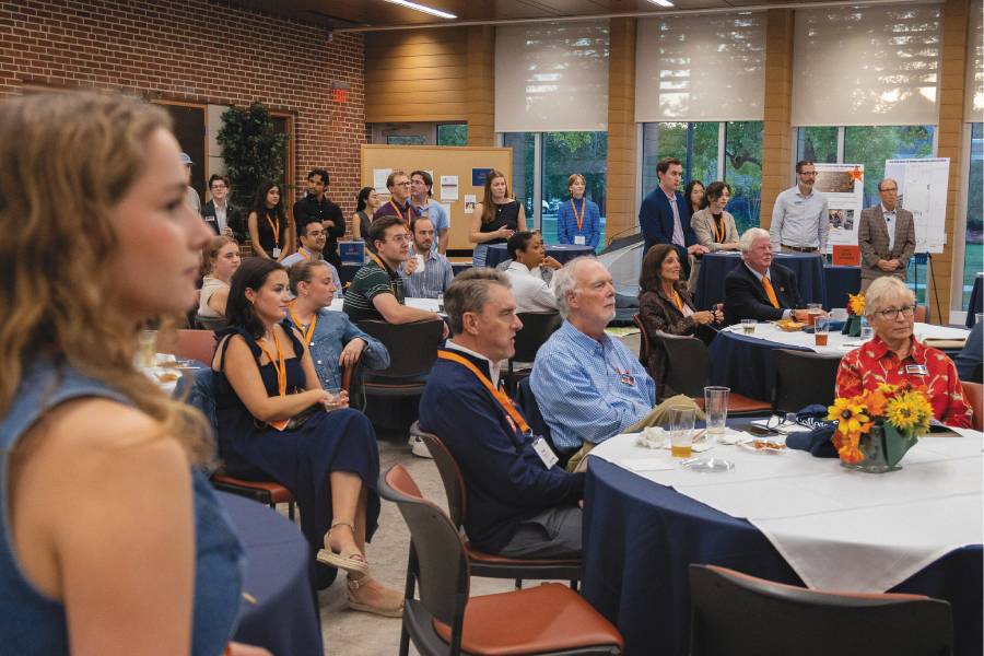 A group of people at a program