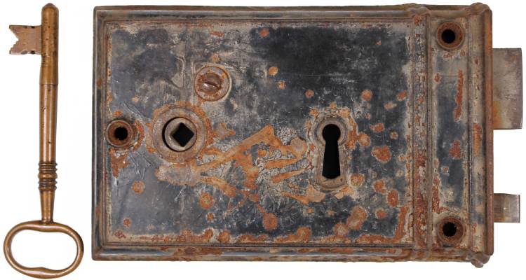 An image of the Oldest College Artifact: Stevens Hall Lock and Key