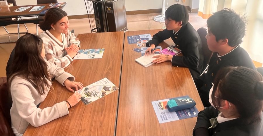 Gettysburg students went to classes and talked with students at Utsunomiya Higashi Super Science High School.