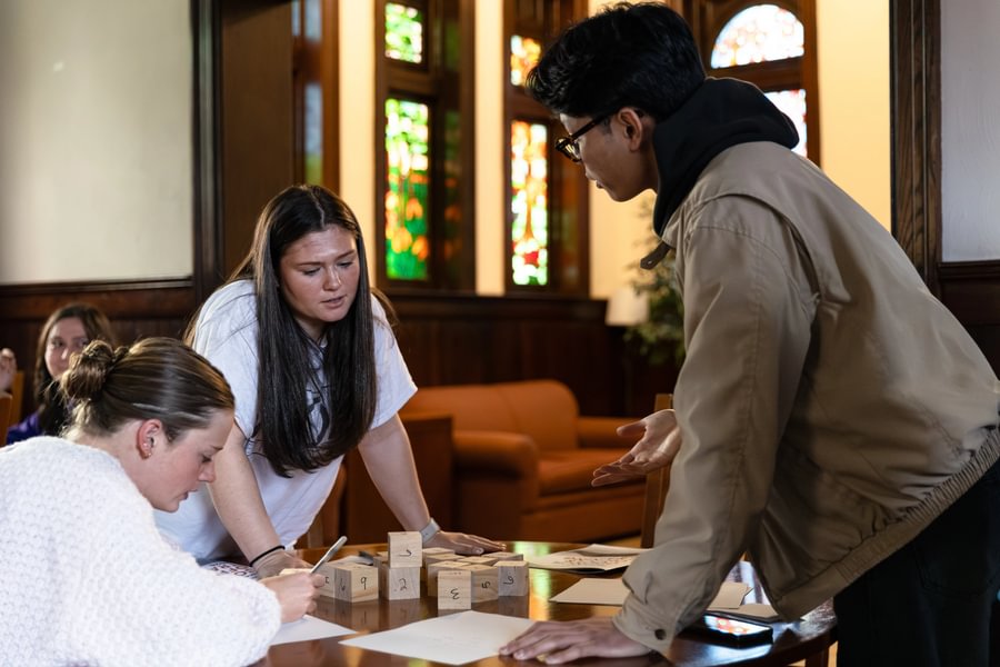A group of students studying
