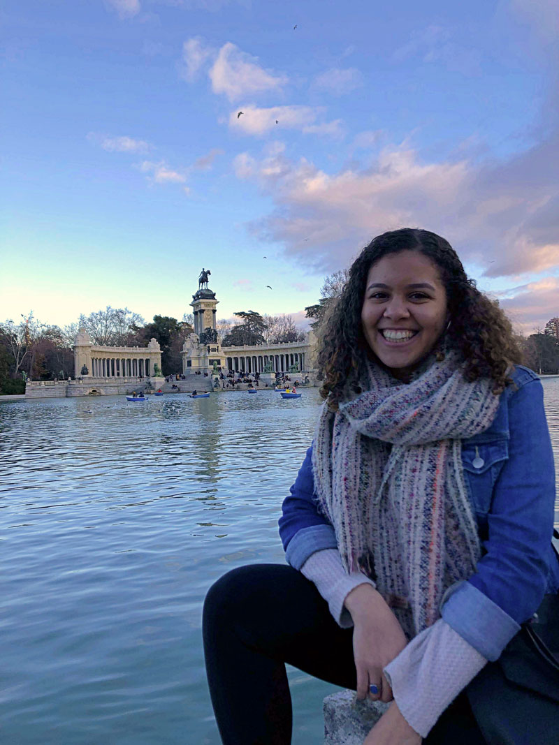 Sidney Caccioppoli in front of a monument in Spain