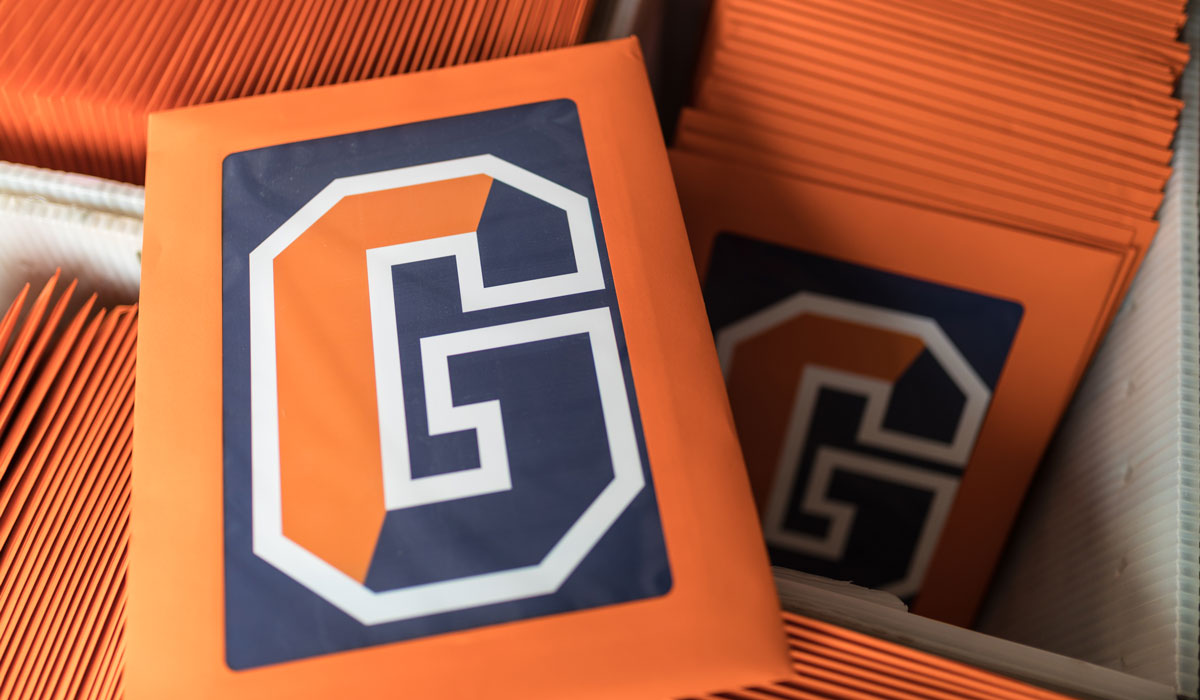 Gettysburg College acceptance letters with the college's logo on the front
