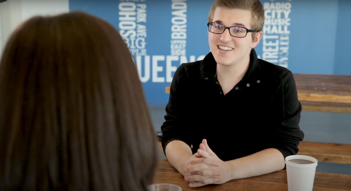 Student interviewing for a job