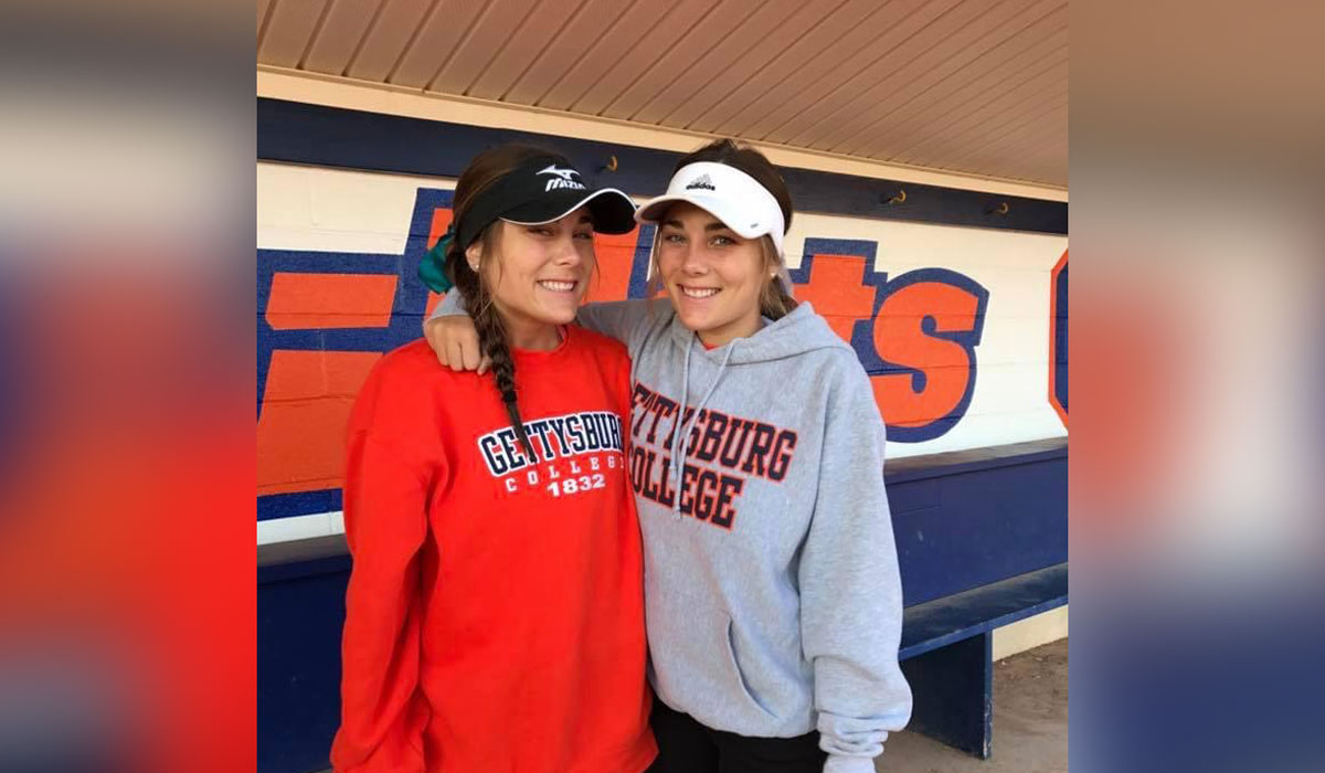 The Cannatelli twins wearing Gettysburg College sweaters