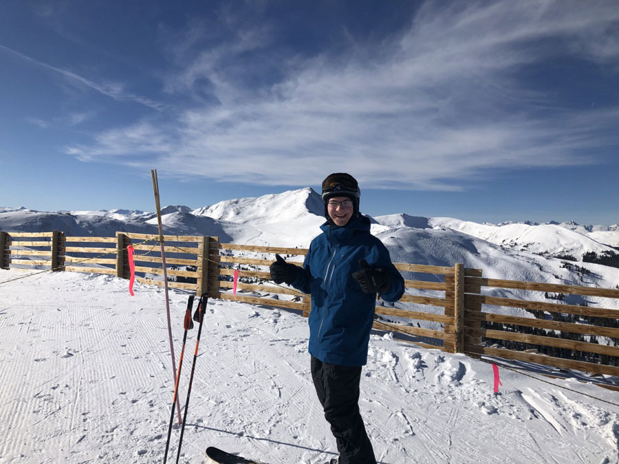 Carter Hanson prepared to go skiing