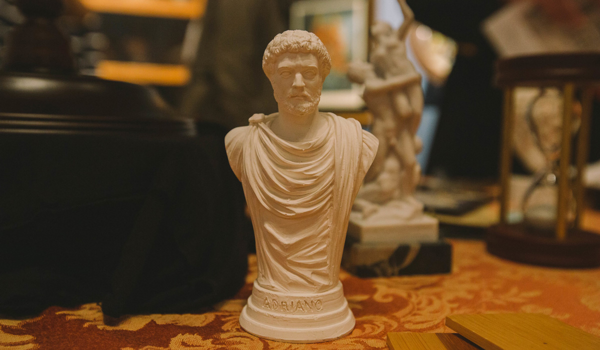 Greek statue on a table at an exhibition