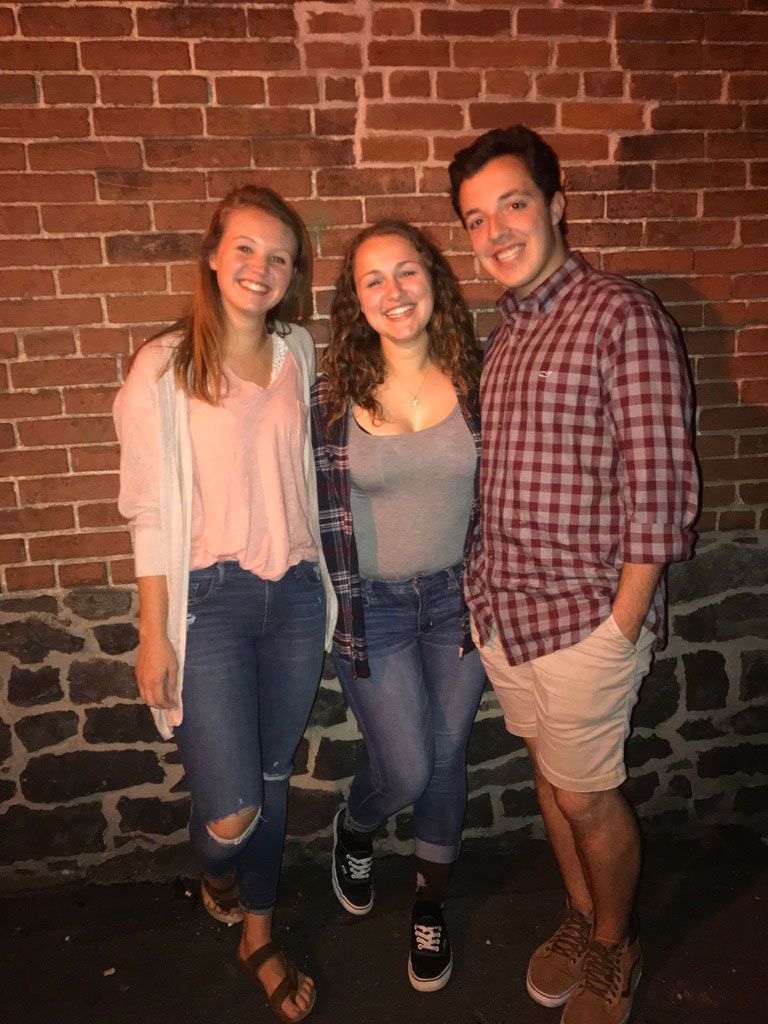 Gabi Eglinton, Samantha Hann, and Timmy Wilson outside of Waldos and Company art studio in Gettysburg