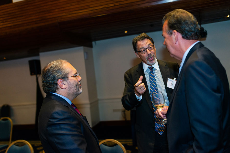 Bill Heyman talking to attendees of President Bob Iuliano's Inauguration