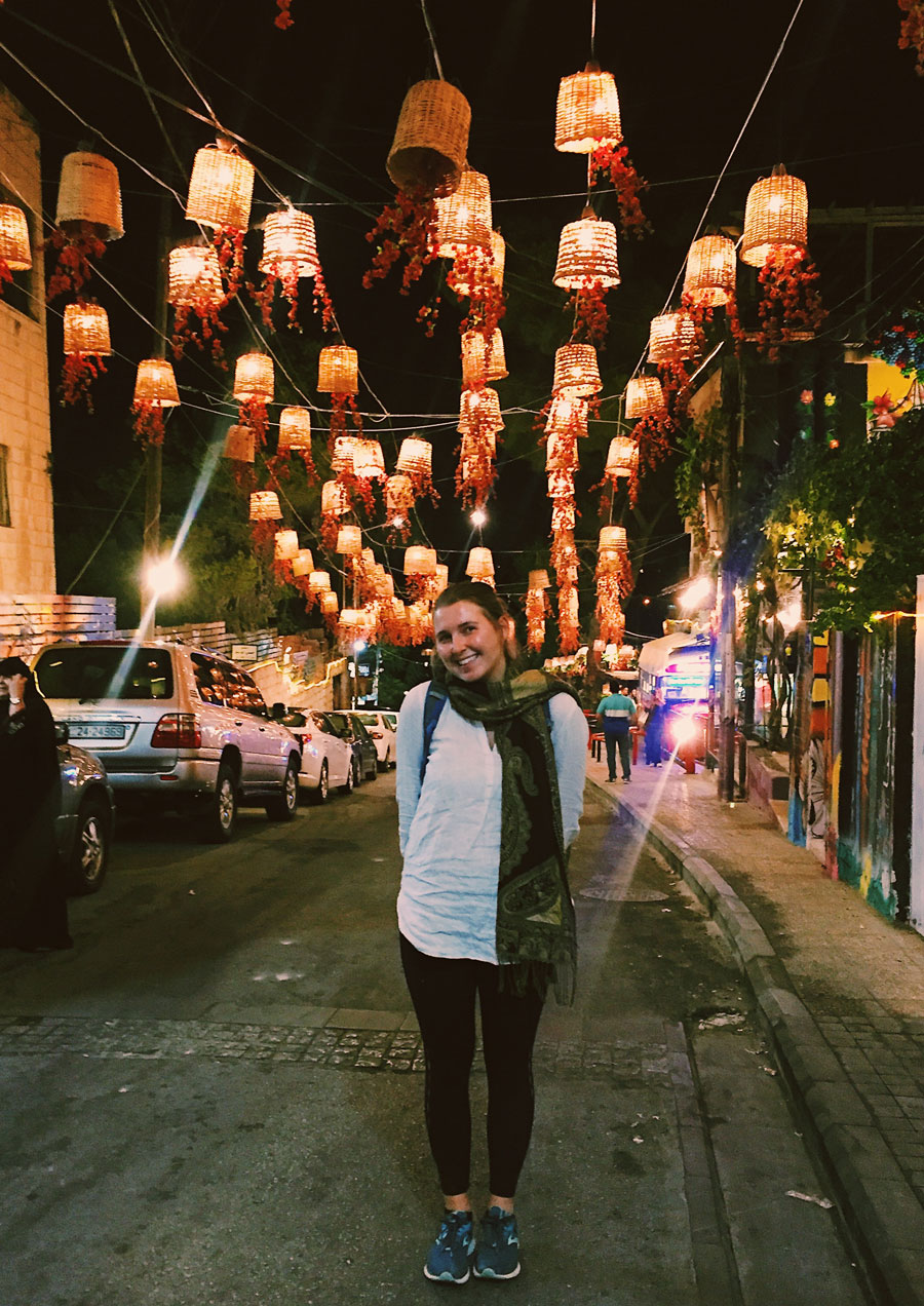 Olivia Jarrel on Rainbow Street in Jordan