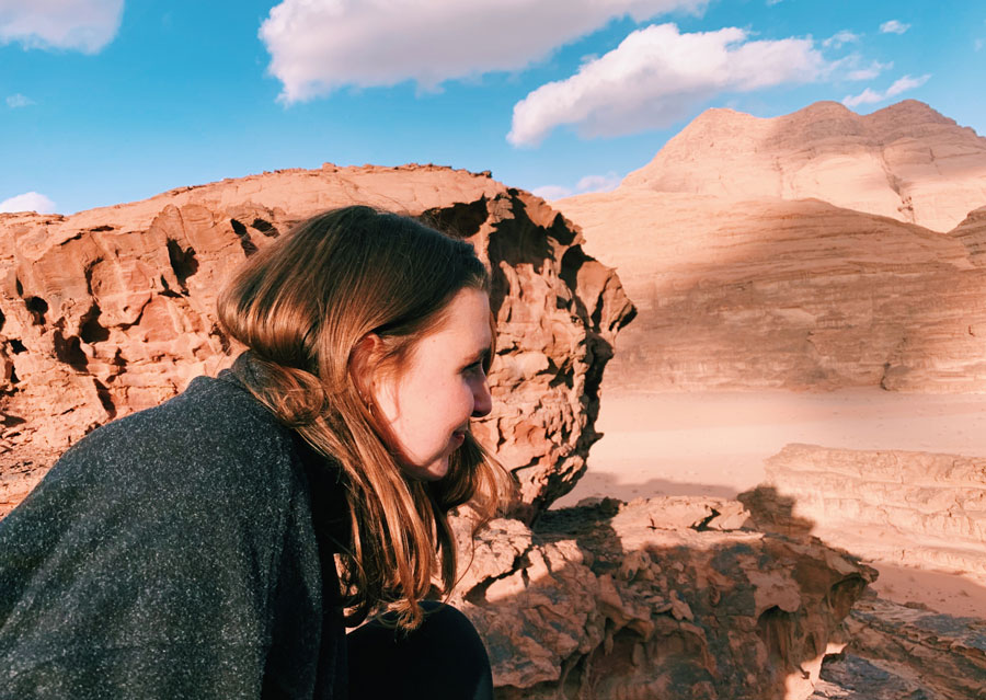 Olivia Jarrell in Wadi Rum, Jordan