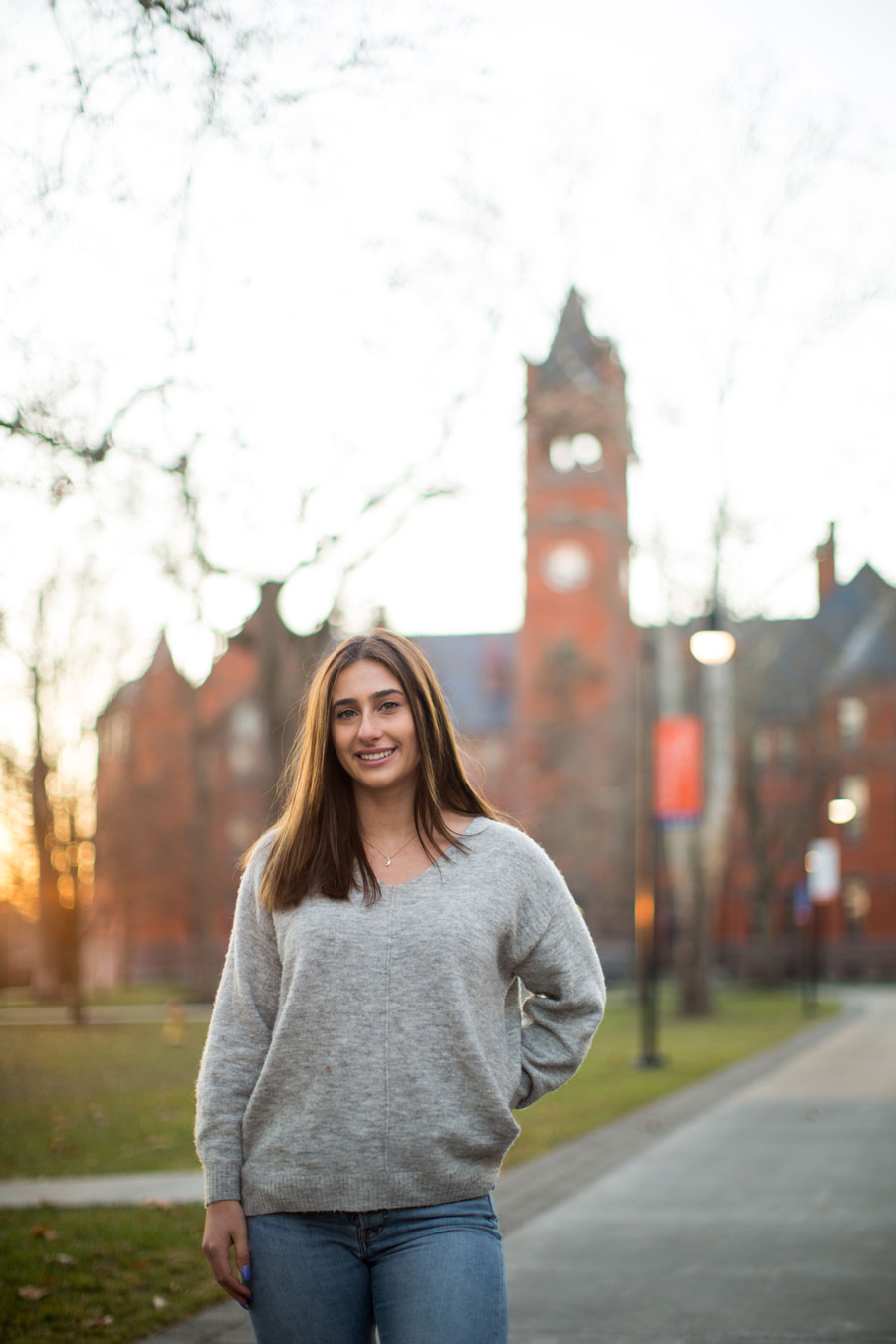 Paige Evans standing in front of Glatfelter Hall