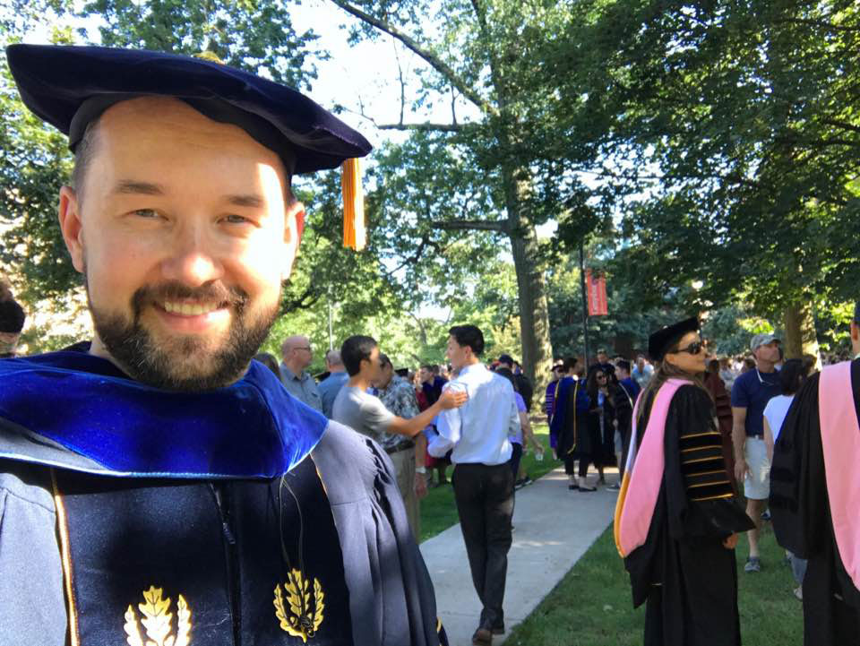 Professor Rimvydas Baltaduonis at a Gettysburg College commencement ceremony