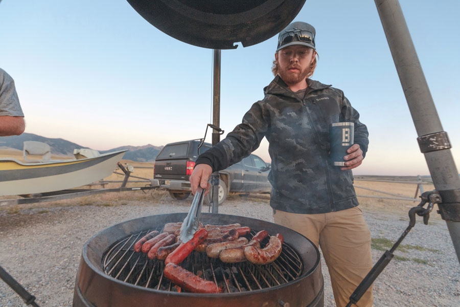 Roby cooking on the current firepit barrel design