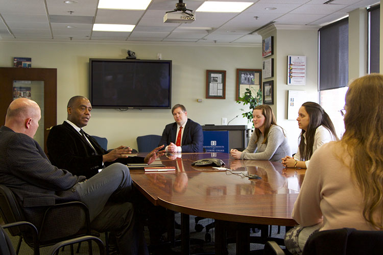 Participants talk with James Banks ’80 about how to provoke conversations about civil rights on campus.