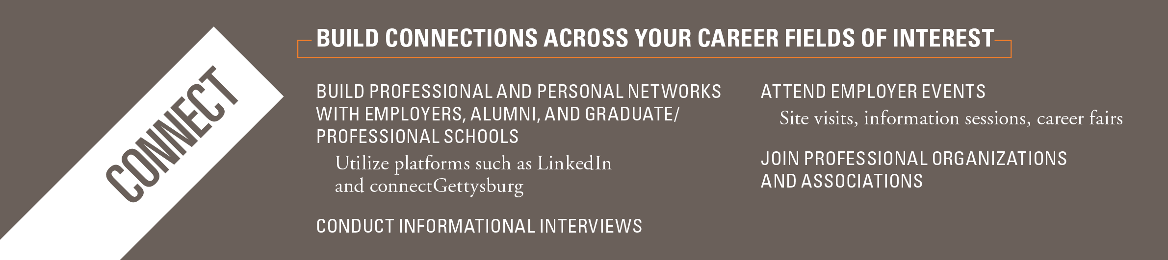 Connect: build connections across your career fields of interest