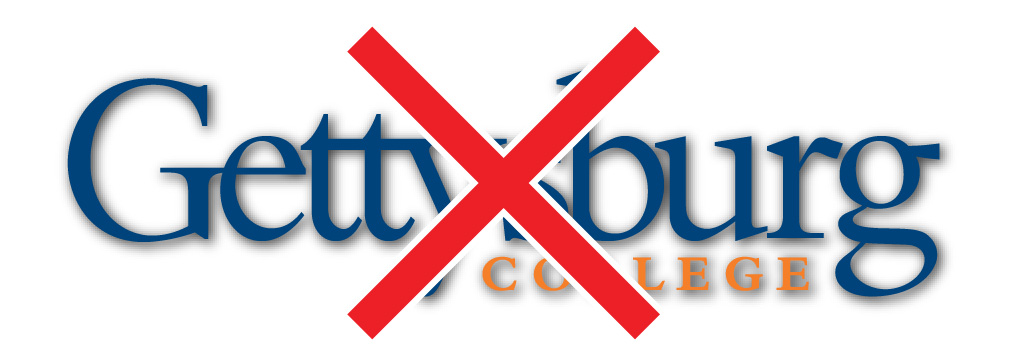 GGettysburg College wordmark with drop shadow, incorrect usage