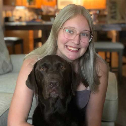 Samantha Cotter with her dog
