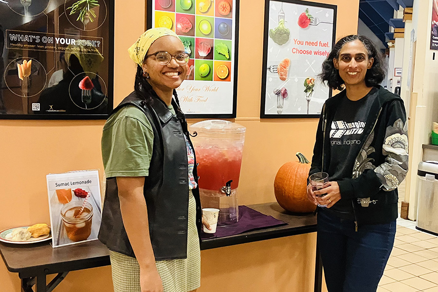 Students posing for a picture at an event