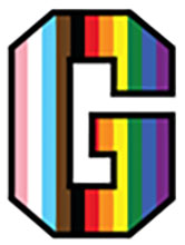 Gettysburg College G logo with LGBTQIA+ colors