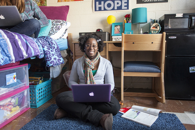 Student in residence hall