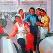 Asian laborers in a factory