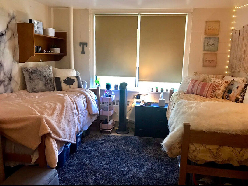 View of the interior of a residence hall room