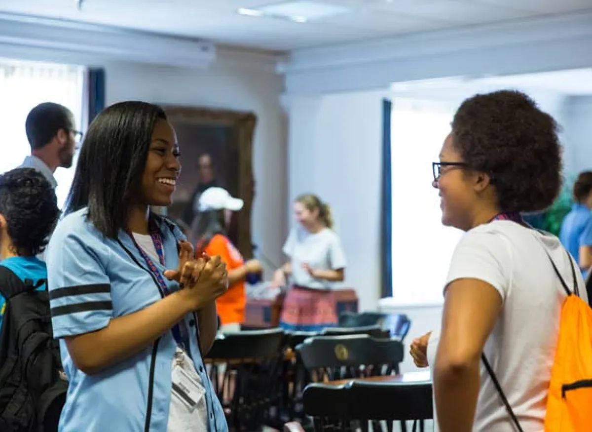 Two students having a discussion