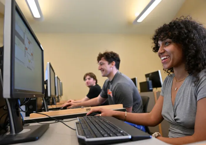 Students working at computers