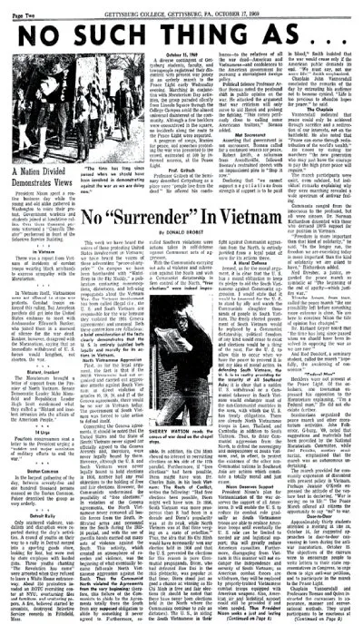 photocopy image of Gettysburgian page from 1969