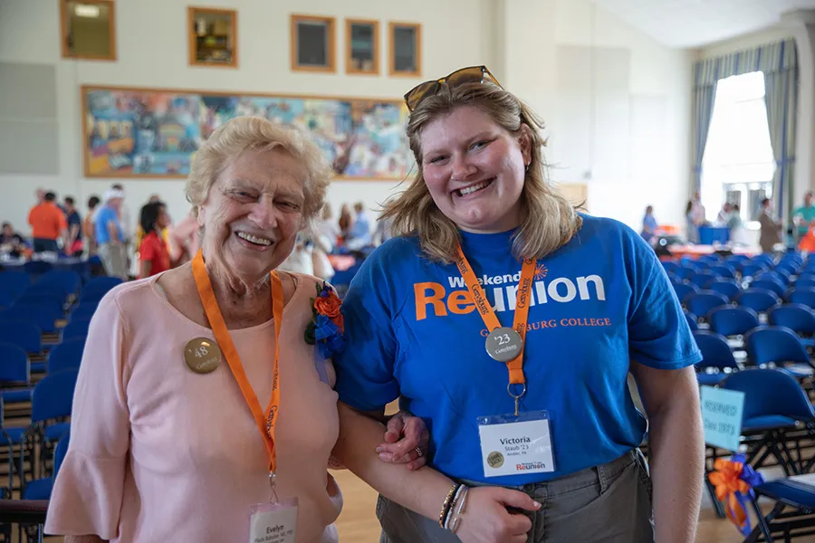 Reunion Weekend’s oldest attendee Evelyn Fluck Babylon and a recent graduate