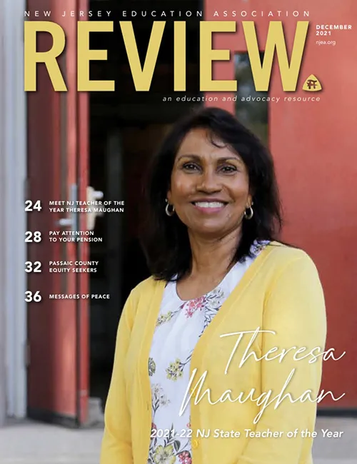 Theresa Maughan M’24 on the cover of the New Jersey Education Association Review