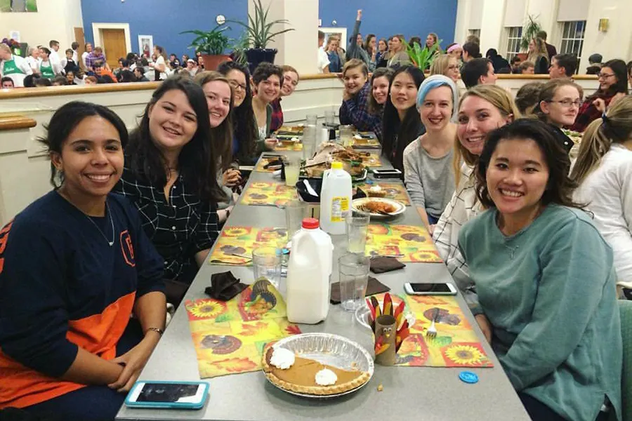 Jess Hubert ’18 celebrating Servo Thanksgiving with her hallmates