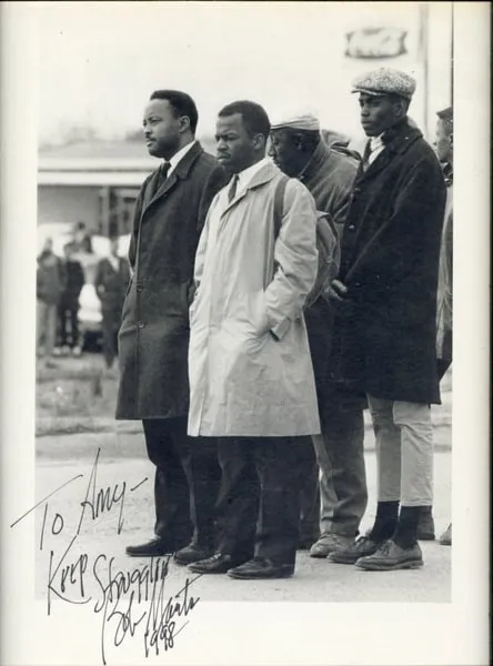 signed photo from Bob Mants, 1998, showing civil rights leaders on Bloody Sunday, 1965.