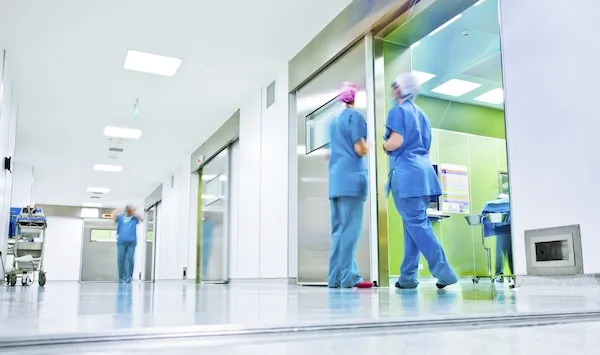stock image of hospital hallway