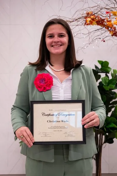  Christina Wade ’25 received a scholarship award from the Myra Taylor Herron fund